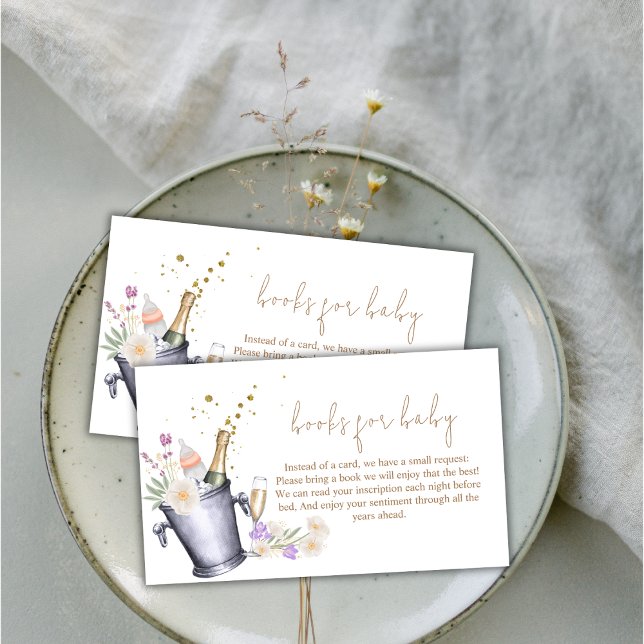 Elegant Sip & Se Champagne Bokar för babyskor Tilläggskort (Elegant Sip & See Champagne Books For Baby Shower Enclosure Card)
