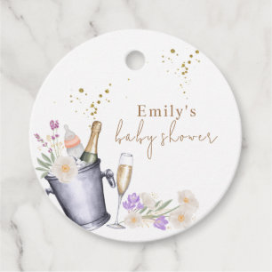 Elegant Sip & See Champagne Flaska Baby Shower Gåvor Etiketter