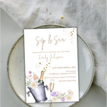Elegant Sip & See Champagne Flaska Baby Shower