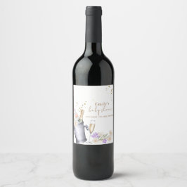 Elegant Sip & See Champagne Flaska Baby Shower Vinflaska Etikett