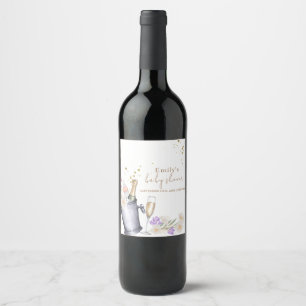 Elegant Sip & See Champagne Flaska Baby Shower Vinflaska Etikett