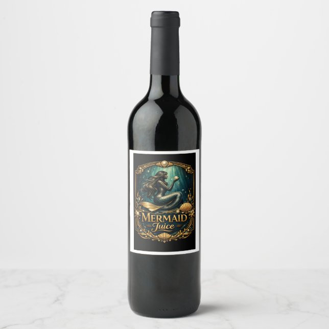 Elegant Sirensaft Vinflaska Etikett (Framsida)