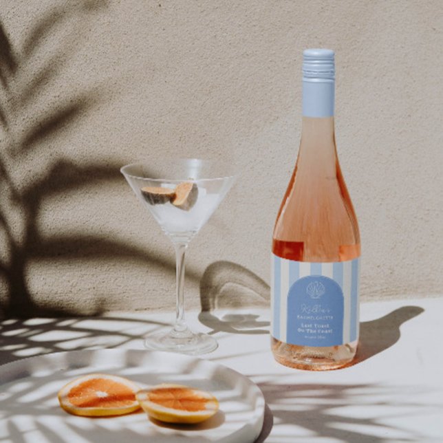 Elegant Sista Skål Sällskapspresent För Moget Brud (Modern Arch Last Toast On the coast wine bottle label with vintage styling)