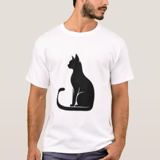 Elegant sittande svart katt silhuett t shirt