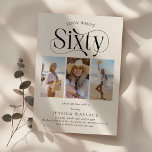 Elegant SIXTY 3 fotokollage 60:e födelsedagen Inbjudningar<br><div class="desc">Bär skönheten i att vrida sextio med våra 60-årsinbjudningar till eleganten. Med våra lyxinbjudningar kan du visa upp en 3-fotokollage, perfekt för att visa hur födelsedagspojken/flickan utvecklas under årens lopp. Med ett typsnitt som fångar upp öga och en anpassningsbar minimalistisk mall är denna inbjudan en blandning av modernitet och tidlöshet...</div>