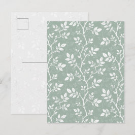 Elegant Sjalvgrön Minimal Botanisk Konst vykort