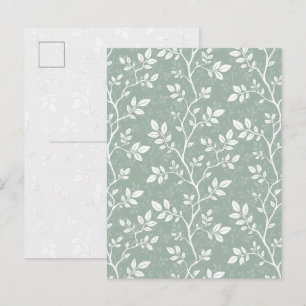 Elegant Sjalvgrön Minimal Botanisk Konst vykort