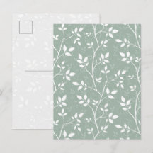 Elegant Sjalvgrön Minimal Botanisk Konst vykort