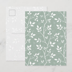 Elegant Sjalvgrön Minimal Botanisk Konst vykort