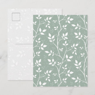 Elegant Sjalvgrön Minimal Botanisk Konst vykort