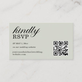Elegant Sjalvgrön RSVP Webbplats QR-kod Tilläggskort