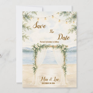 Elegant sjö vid bergen platt Save The Date-kort Spara Datumet