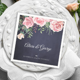 Elegant Sjöfart,  rosa, blommigt bröllop Pappersservett