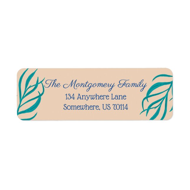 Elegant Sjöjungfru Sjögräs Kelp Returadress Etikett (Framsidan)