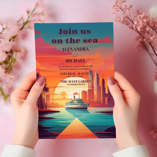 Elegant Sjölandskap Beach Cruise Bröllop Inbjudningar (Skapare uppladdad)