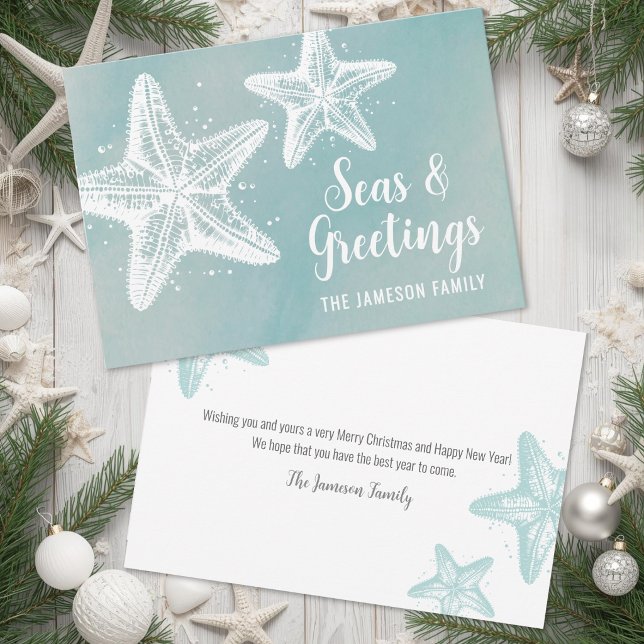 Elegant sjöstjärna strand jul julkort (Elegant Starfish Beach Christmas Holiday Card)