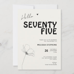 Elegant Sjuttiofem Bold Typografi 75-årsdag Inbjudningar