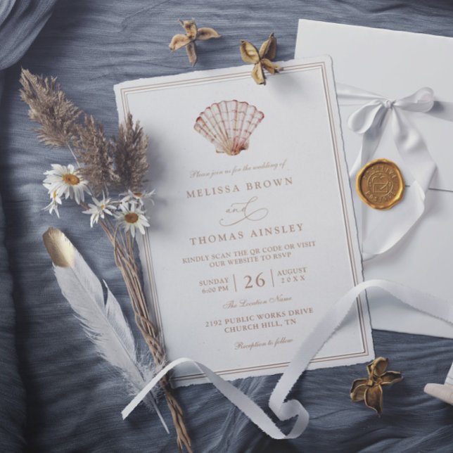 Elegant skal Enkel Minimalistisk Modern Bröllop Inbjudningar (Skapare uppladdad)