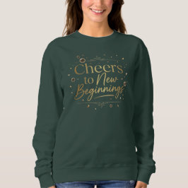 Elegant ”Skål för Nya Början” i Guld Bokstäver T Shirt