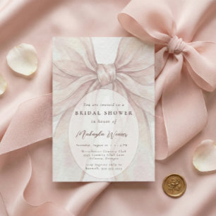 Elegant skär rosa rodnad båge bröllopsdusch inbjudningar