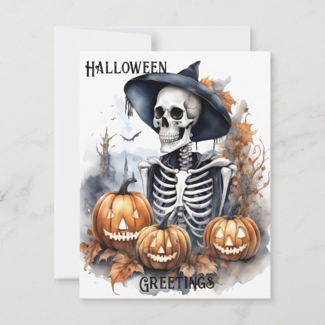 Elegant Skeleton Halloween Watercolor (Framsida)