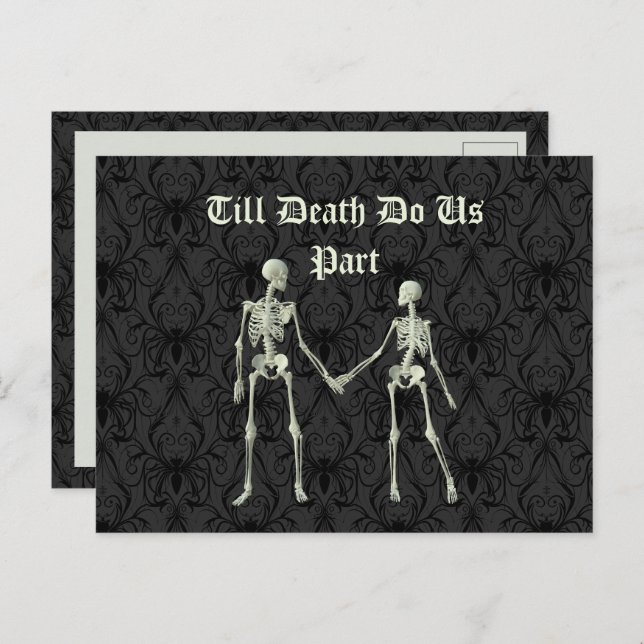 Elegant Skeletons Bröllop spara datum Vykort (Fram/baksida)