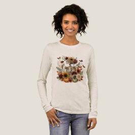 Elegant Skelett Blommig Gotisk Höstmode T Shirt