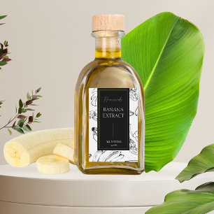 Elegant Sketch Homemade Banana Extract Label Vinetikett