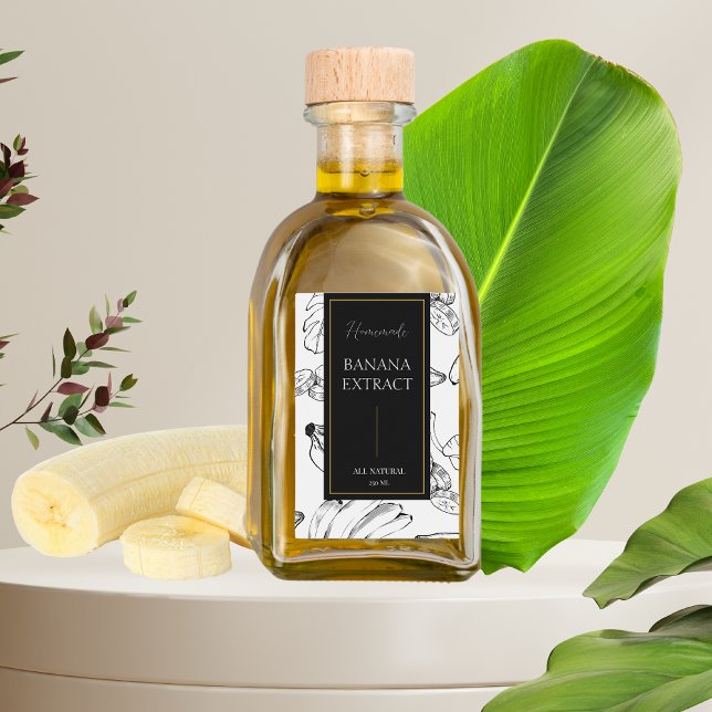 Elegant Sketch Homemade Banana Extract Label Vinetikett (Skapare uppladdad)