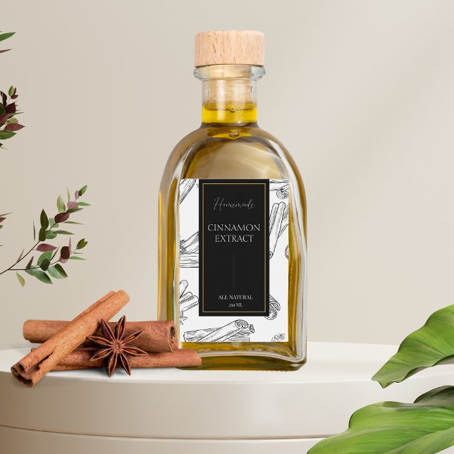 Elegant Sketch Homemade Cinnamon Extract Label Vinetikett (Skapare uppladdad)