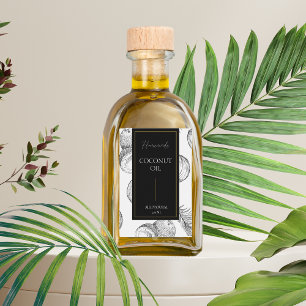 Elegant Sketch Homemade Coconut Oil Label Vinetikett