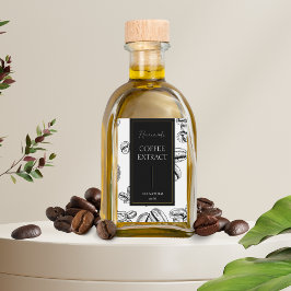 Elegant Sketch Homemade Coffee Extract Label Vinetikett