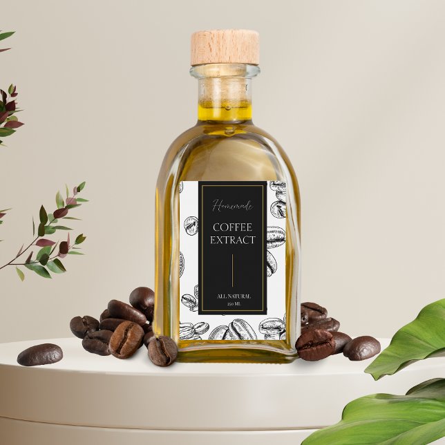 Elegant Sketch Homemade Coffee Extract Label Vinetikett (Skapare uppladdad)
