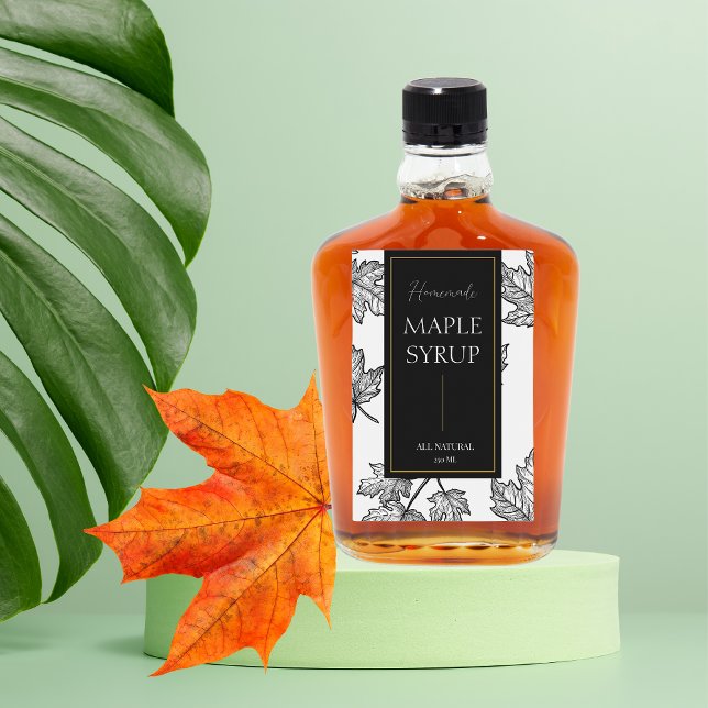 Elegant Sketch Homemade Maple Syrup-etikett Vinetikett (Skapare uppladdad)
