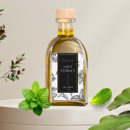 Elegant Sketch Homemade Mint Extract-etikett Vinetikett