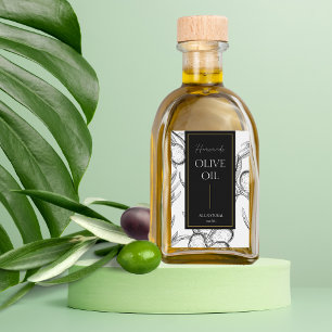 Elegant Sketch Homemade Olive Oil Label Vinetikett