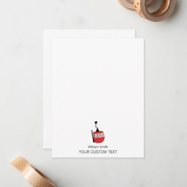 Elegant Ski Hiss Skier Personal Stationery Anteckningskort (Fram/Back In Situ)