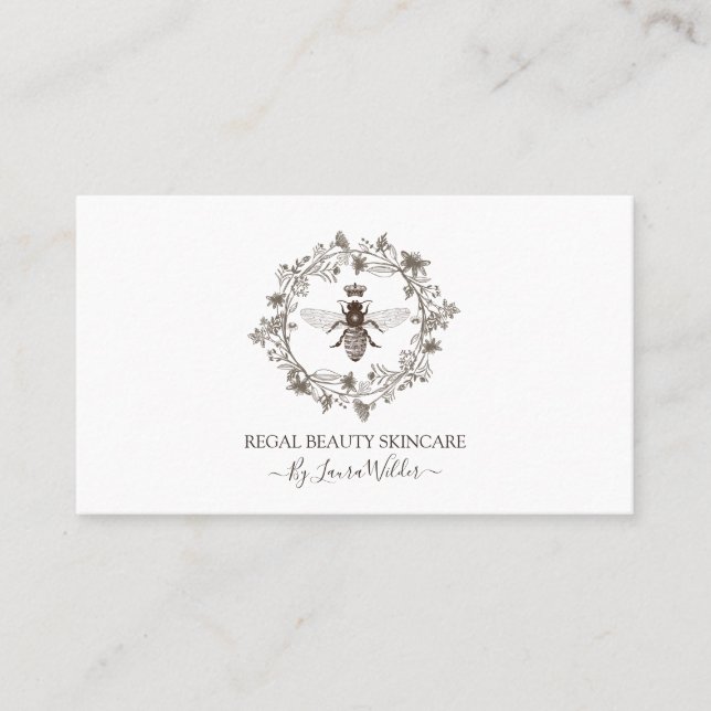 Elegant Skincare Esthetician Bee Logotyp Beauty Visitkort (Framsida)