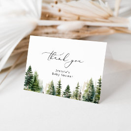 Elegant skog tall träd baby shower tack kort