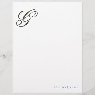 Elegant skoggrön monogram brevhuvud