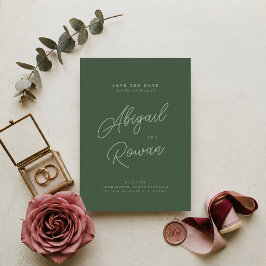 Elegant skoggrön Save the Date-inbjudan Inbjudningar