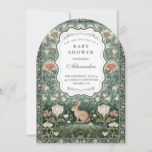Elegant skogsrabatt baby shower inbjudningar (Framsida)