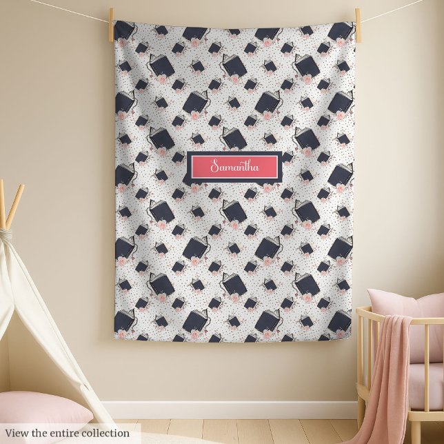 Elegant skolkastning i pastel färg för flickor fleecefilt (Elegant school throw in pastel colors for girls Fleece Blanket)