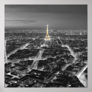 Elegant skönhet av Paris på nätterna Poster