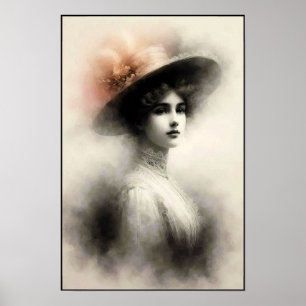 Elegant skönhet i vintage dimma poster