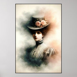 Elegant skönhet i vintage dimma poster