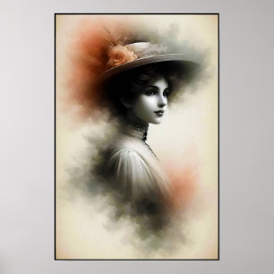 Elegant skönhet i vintage dimma poster
