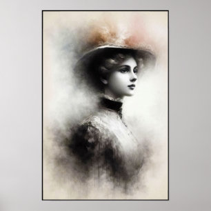 Elegant Skönhet I Vintage Dimma Poster
