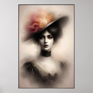 Elegant skönhet i vintage dimma poster
