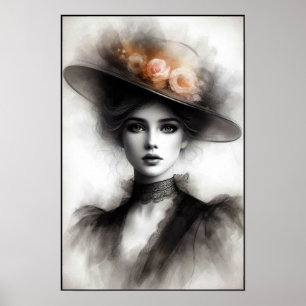 Elegant skönhet i vintage dimma poster